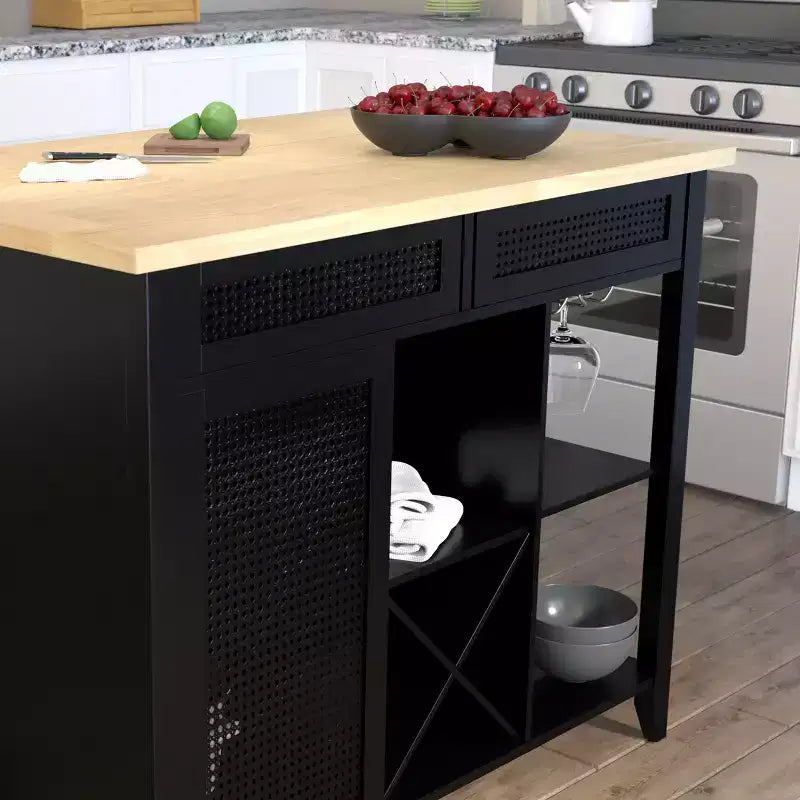 Bramlage Expandable Freestanding Kitchen Island - Black - SEI