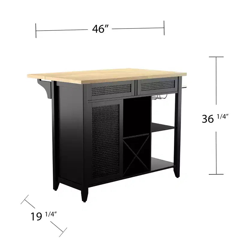Bramlage Expandable Freestanding Kitchen Island - Black - SEI