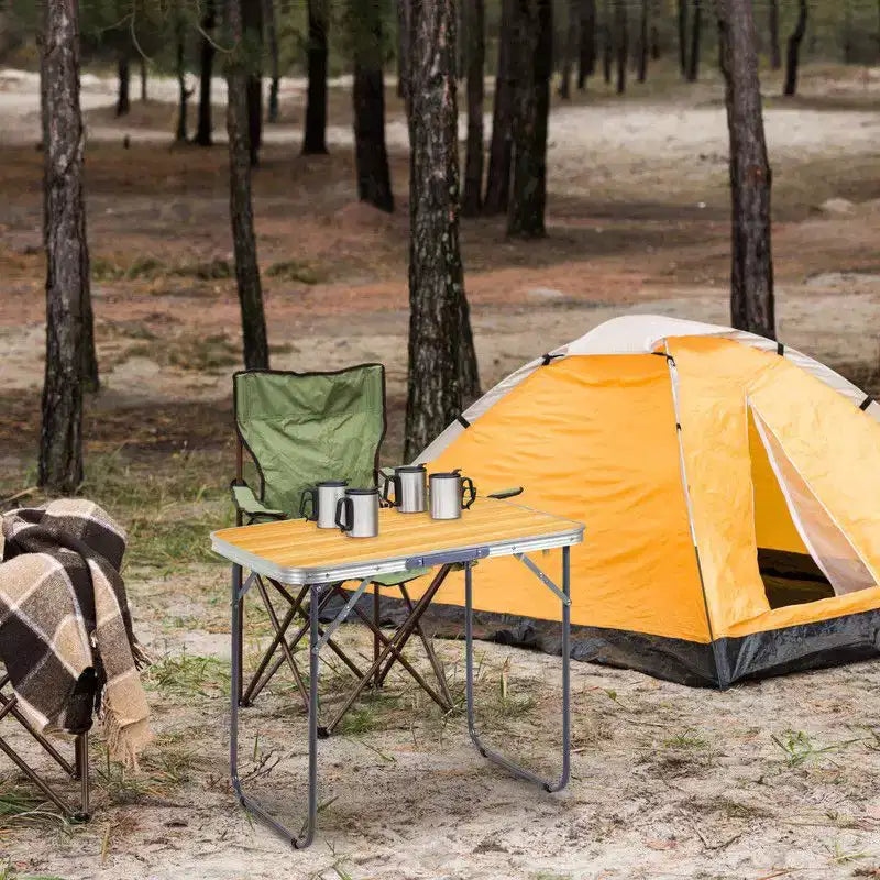 2.3Ft. Brown Rectangular Patio Folding Table, Aluminum