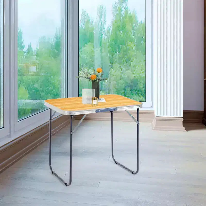 2.3Ft. Brown Rectangular Patio Folding Table, Aluminum