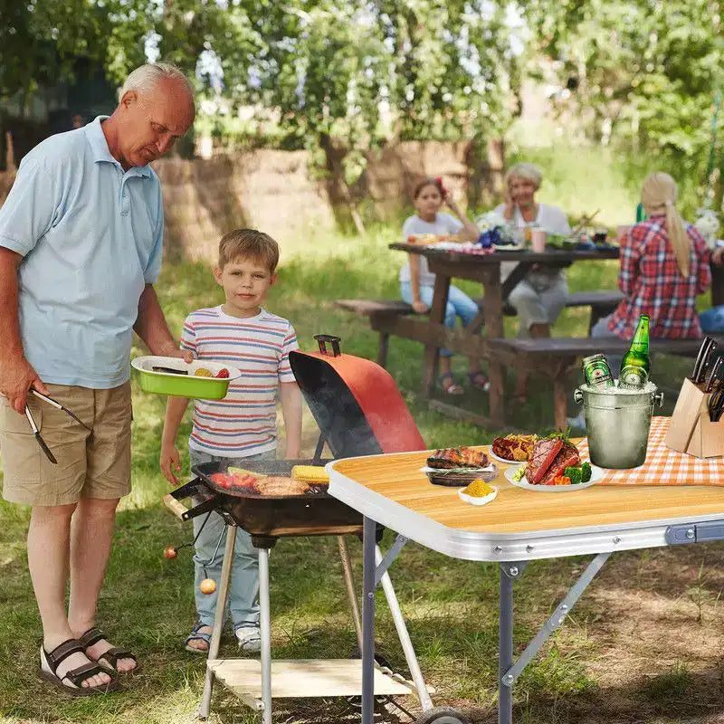 2.3Ft. Brown Rectangular Patio Folding Table, Aluminum