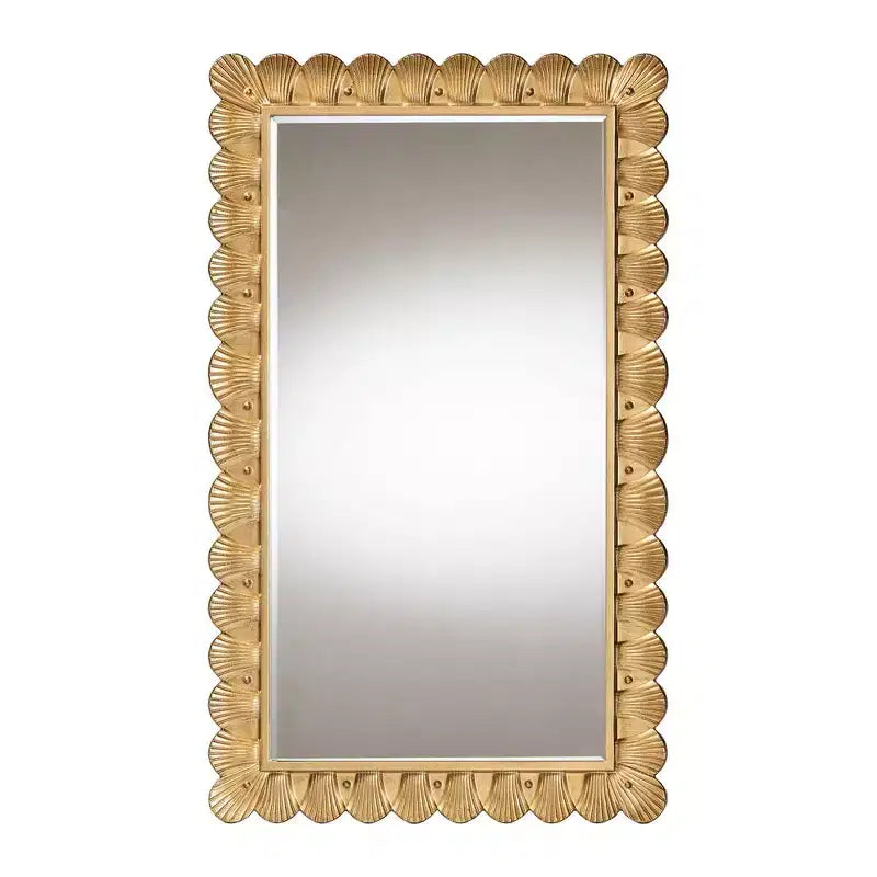 Baxton Studio Vadim Antique Gold Wood Accent Mirror with Seashell Border