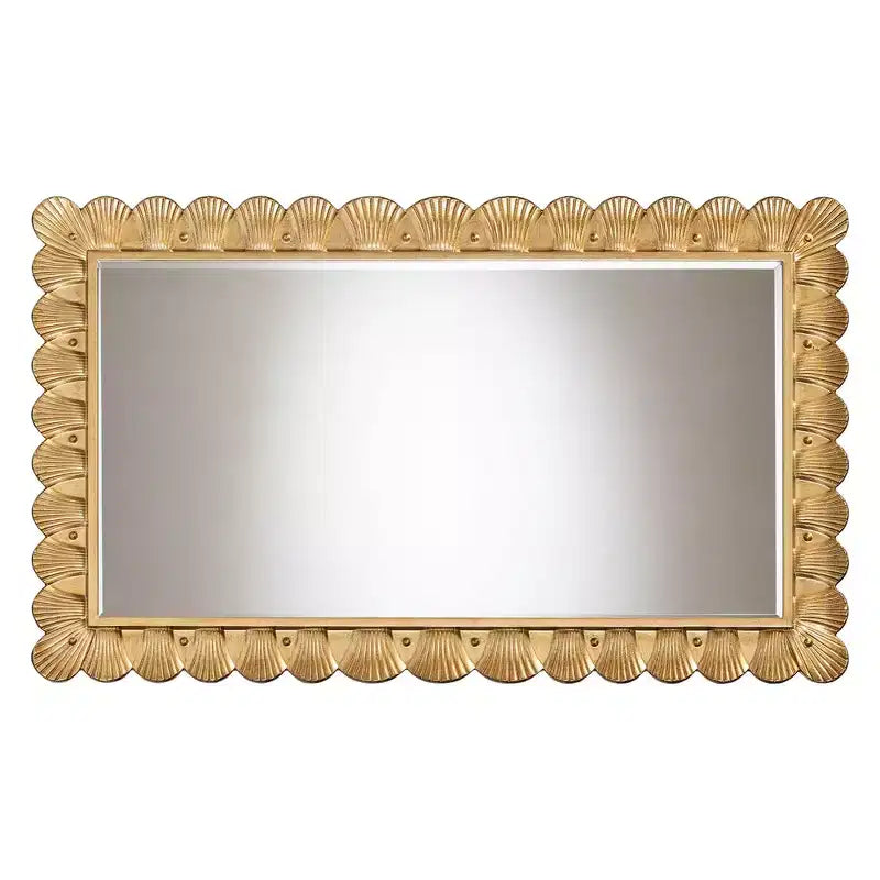 Baxton Studio Vadim Antique Gold Wood Accent Mirror with Seashell Border