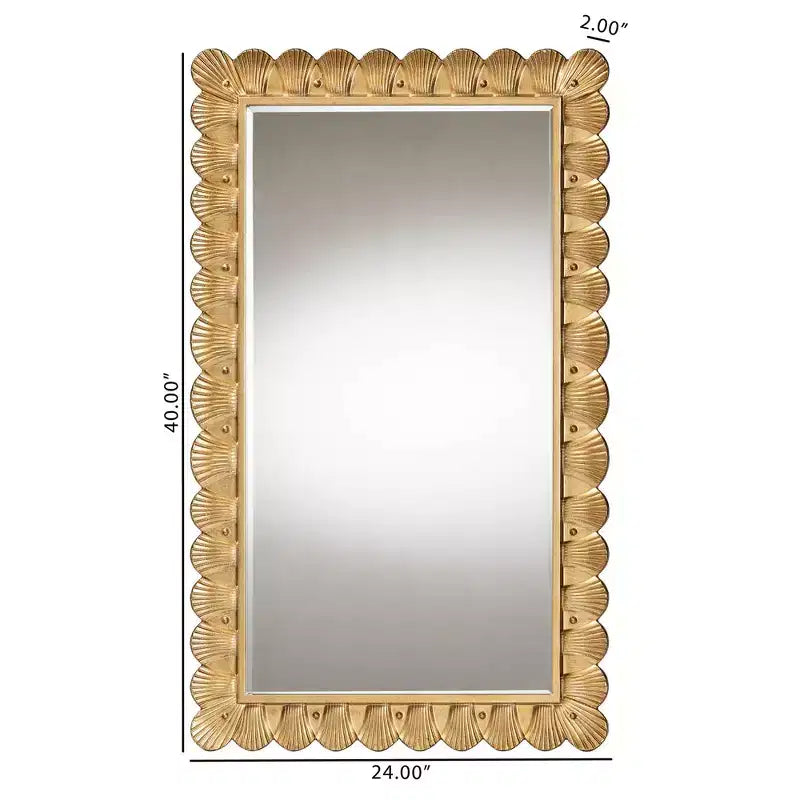 Baxton Studio Vadim Antique Gold Wood Accent Mirror with Seashell Border