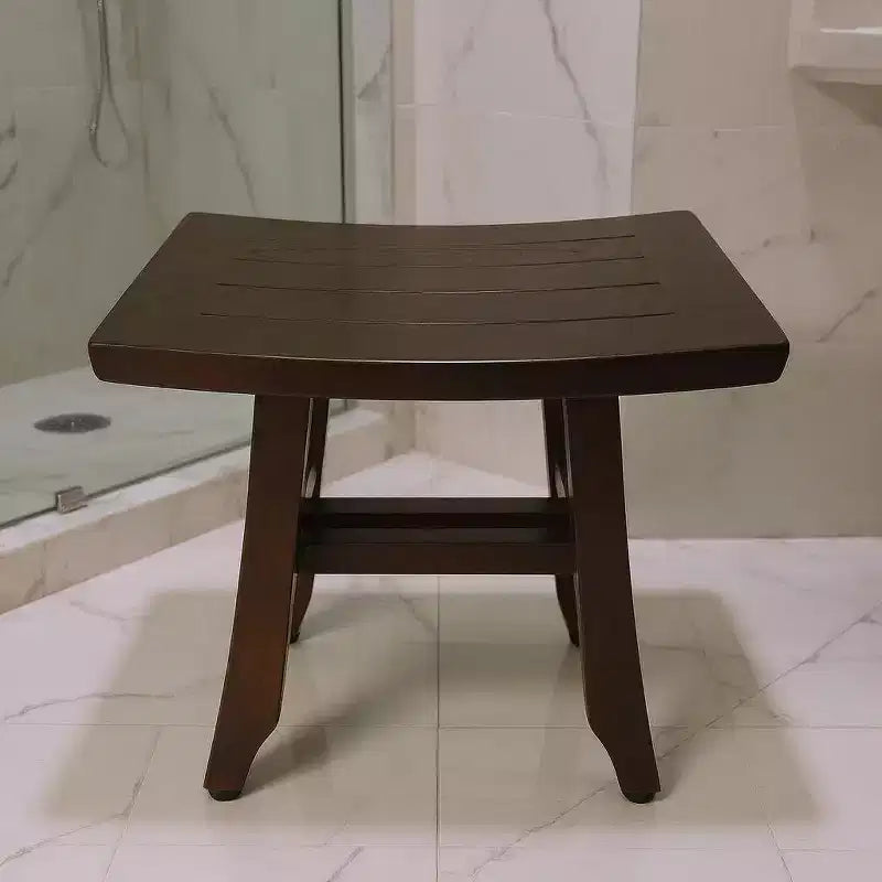 HomeRoots 14 Brown Teak Shower Bench