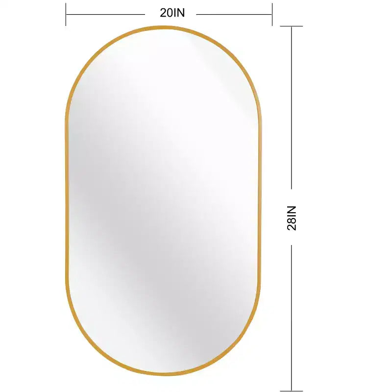 Gold 20 x 28 Inch Metal Oval Mirror