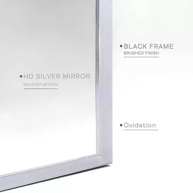 20x30 Inch Black Metal Framed Arched Bathrrom Mirror for Wall.