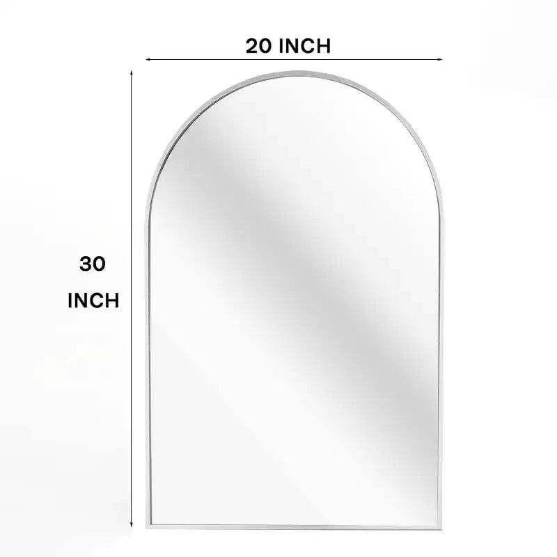 20x30 Inch Black Metal Framed Arched Bathrrom Mirror for Wall.
