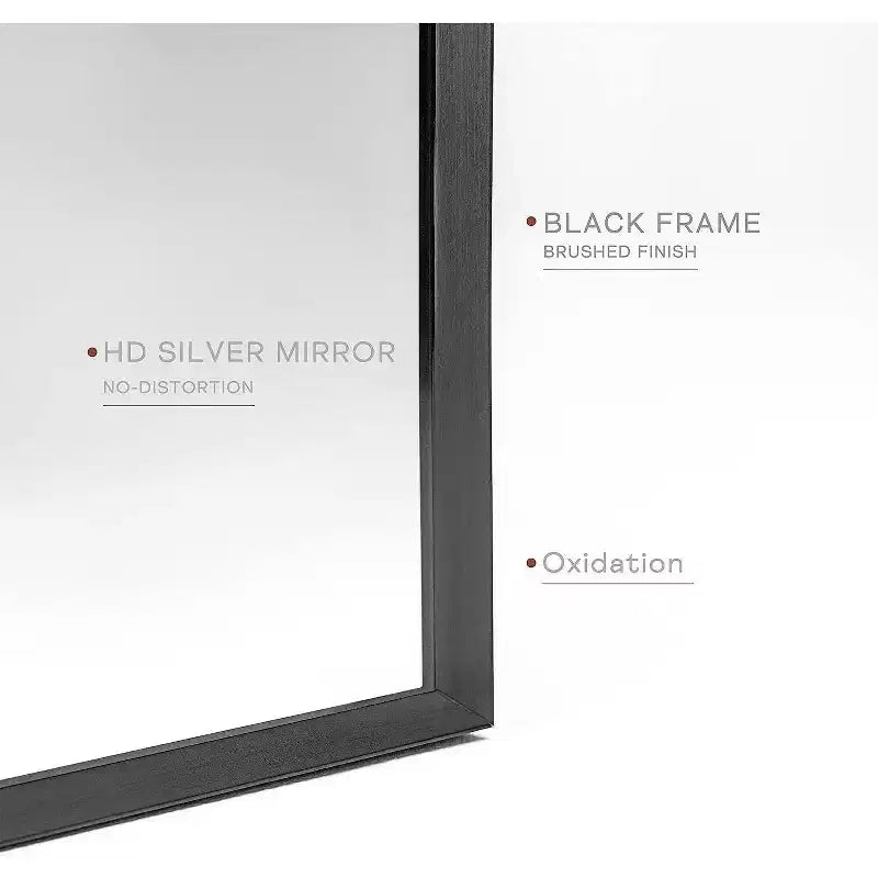 20x30 Inch Black Metal Framed Arched Bathrrom Mirror for Wall.