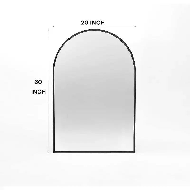 20x30 Inch Black Metal Framed Arched Bathrrom Mirror for Wall.