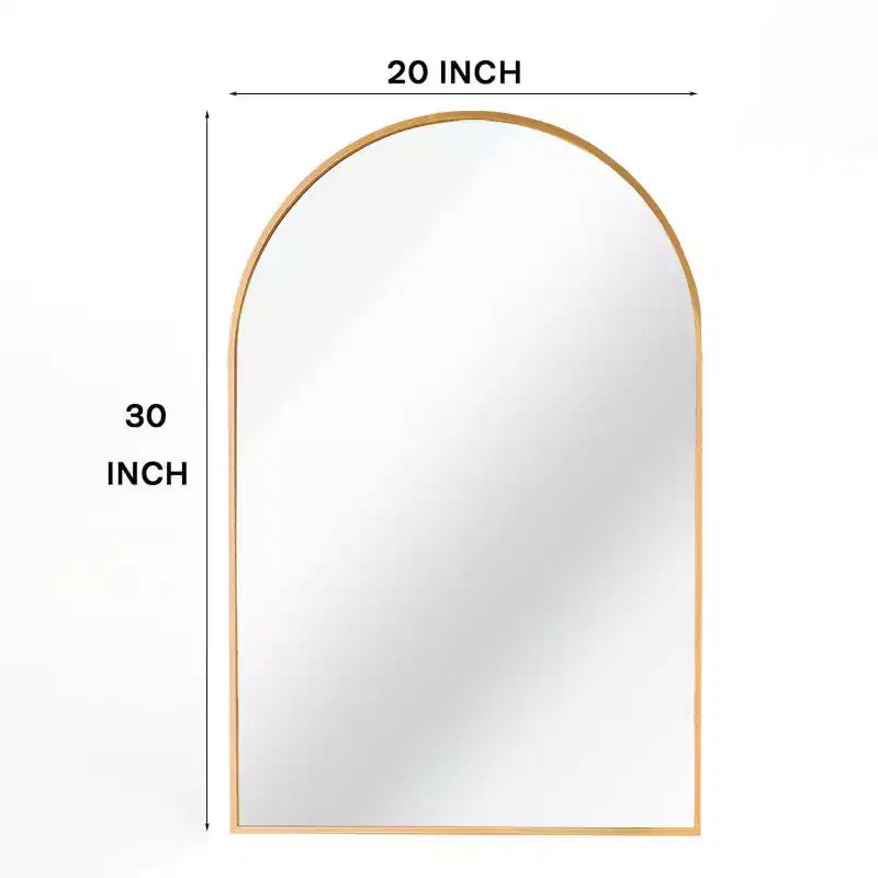 20x30 Inch Black Metal Framed Arched Bathrrom Mirror for Wall.