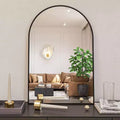 20x30 Inch Black Metal Framed Arched Bathrrom Mirror for Wall.