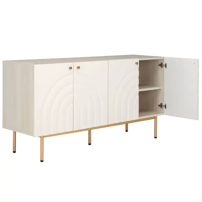 4 Door Sideboard / Media Stand with Adjustable Shelves and Cable Management