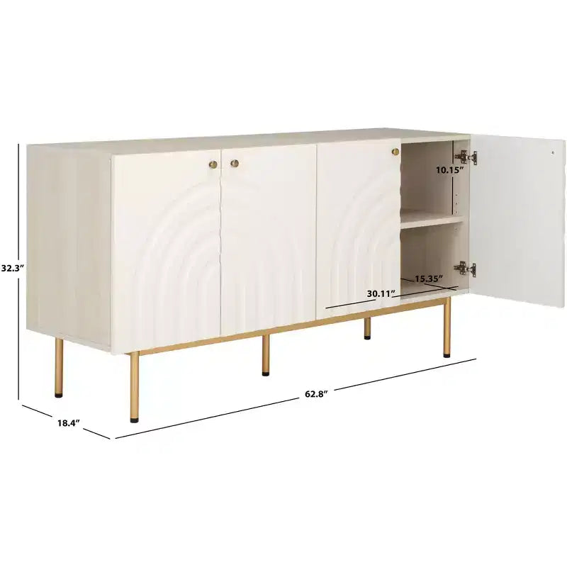 4 Door Sideboard / Media Stand with Adjustable Shelves and Cable Management