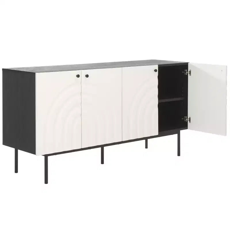 4 Door Sideboard / Media Stand with Adjustable Shelves and Cable Management