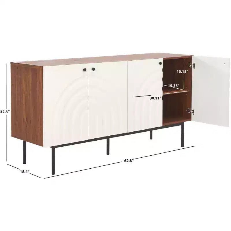 4 Door Sideboard / Media Stand with Adjustable Shelves and Cable Management