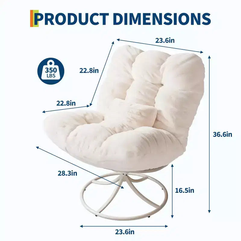 Oversize 360 Swivel Plush Lounge Chair with Metal Rocking Base, Winter Rattan Rocking Papasan Chair with 6.3 Comfy Deep Seat Thick Cushion
