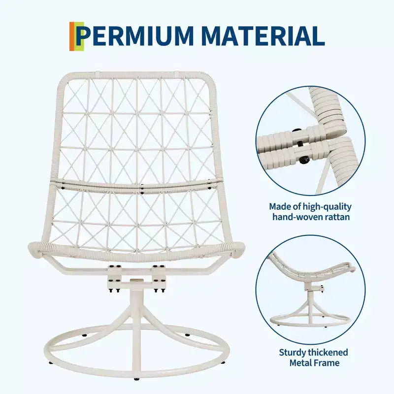 Oversize 360 Swivel Plush Lounge Chair with Metal Rocking Base, Winter Rattan Rocking Papasan Chair with 6.3 Comfy Deep Seat Thick Cushion