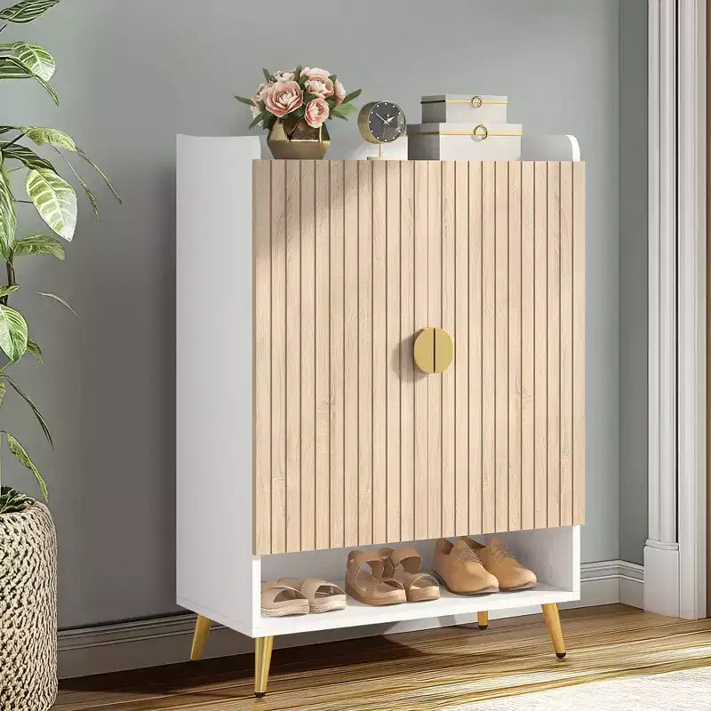 TUYOHW 7-Tier Shoe Cabinet,Large Capacity Shoe Storage Organizer with Adjustable Shelves & Doors,Freestanding Entryway Cabinet for 20+ Pairs,Natural