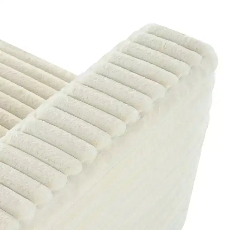 TUYOHW 89 Inch Modern Corduroy Couch,3-Seater Plush Sofa for Living Room,Small Space,Office,Apartment,No Assembly Required,White
