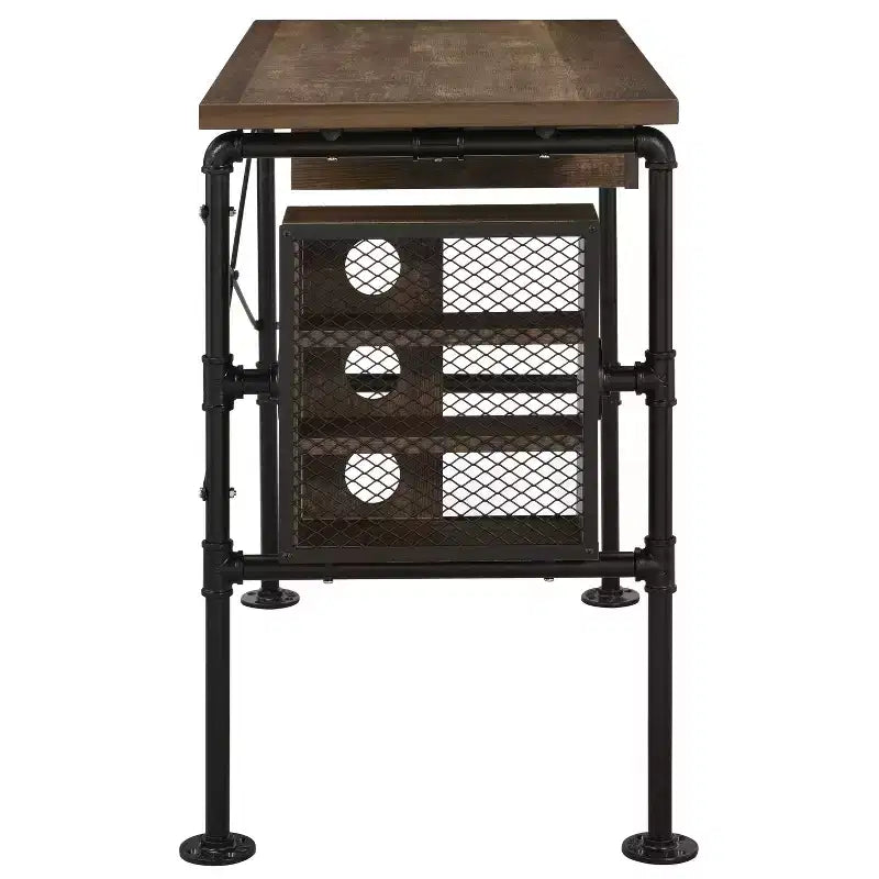 TUYOHW 39.5 Rectangular Writing Desk,Weathered Oak Study Desk with 3 Open Shelves,1 Drawer,Black Metal Leg,Modern Computer Desk for Study,Home Office