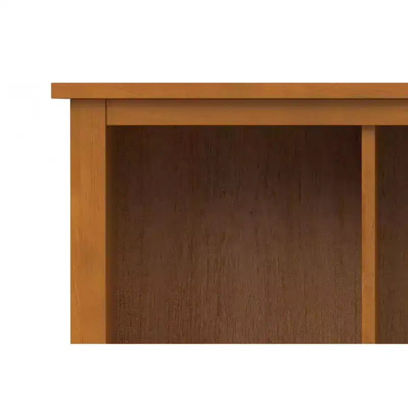 Solid Wood 48" x 44" Transitional 9-Cube Storage Unit in Light Golden Brown