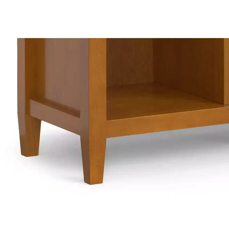 Solid Wood 48" x 44" Transitional 9-Cube Storage Unit in Light Golden Brown