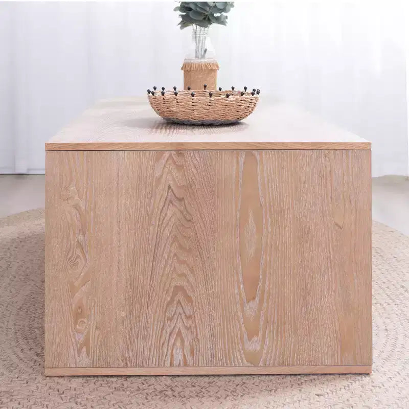 GDFStudio Hawthorne 47.6 Inch Rectangular Coffee Table with Beaded Trim and Open Storage Shelf