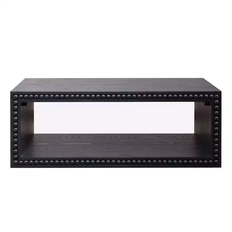 GDFStudio Hawthorne 47.6 Inch Rectangular Coffee Table with Beaded Trim and Open Storage Shelf