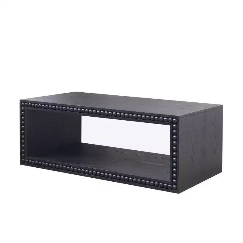 GDFStudio Hawthorne 47.6 Inch Rectangular Coffee Table with Beaded Trim and Open Storage Shelf