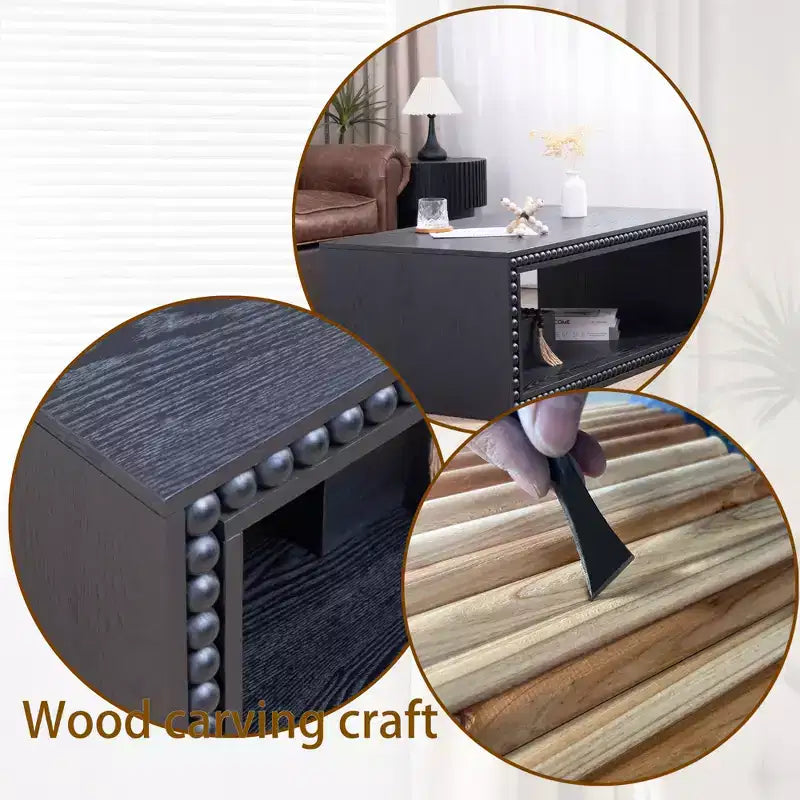 GDFStudio Hawthorne 47.6 Inch Rectangular Coffee Table with Beaded Trim and Open Storage Shelf
