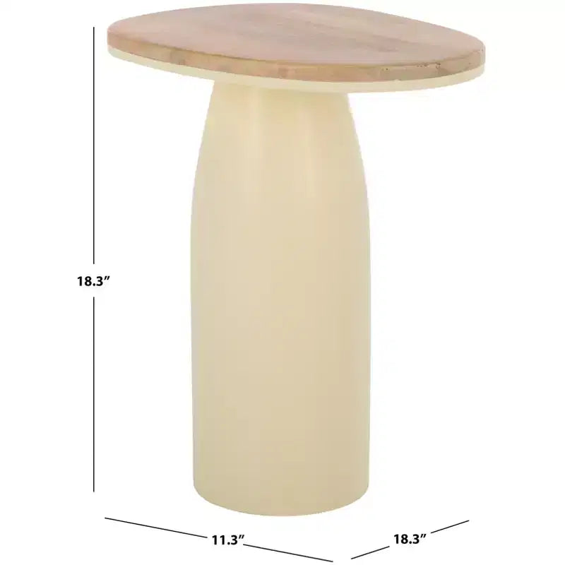 Veronica Wood And Lacquer Accent Table - SFV5787 - Natural/White - Safavieh Couture