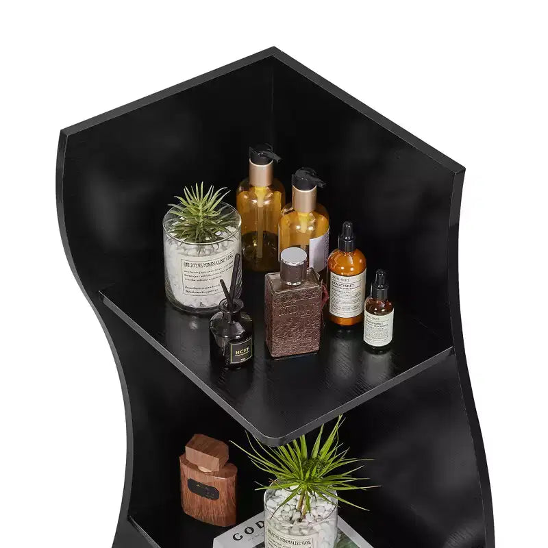 VECELO 5-Tier Wave Corner Bookshelf, Rustic Storage Display Stand with Easy Assembly, Space-Saving Organizer for Home Decor