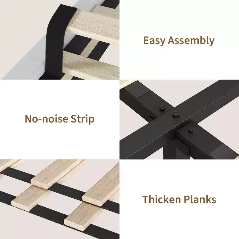 Velvet Upholstered Platform Bed Frame with Adjustable Vertical Channel Tufted Headboard, Easy Assembly, No Box Spring Required