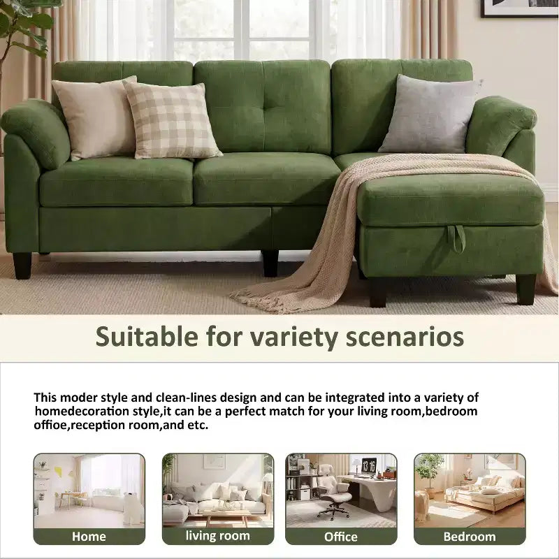 Dyonery 76.4-inch Modern Style Three-seater Sofa with Armrests and Pillows in Chenille Beige