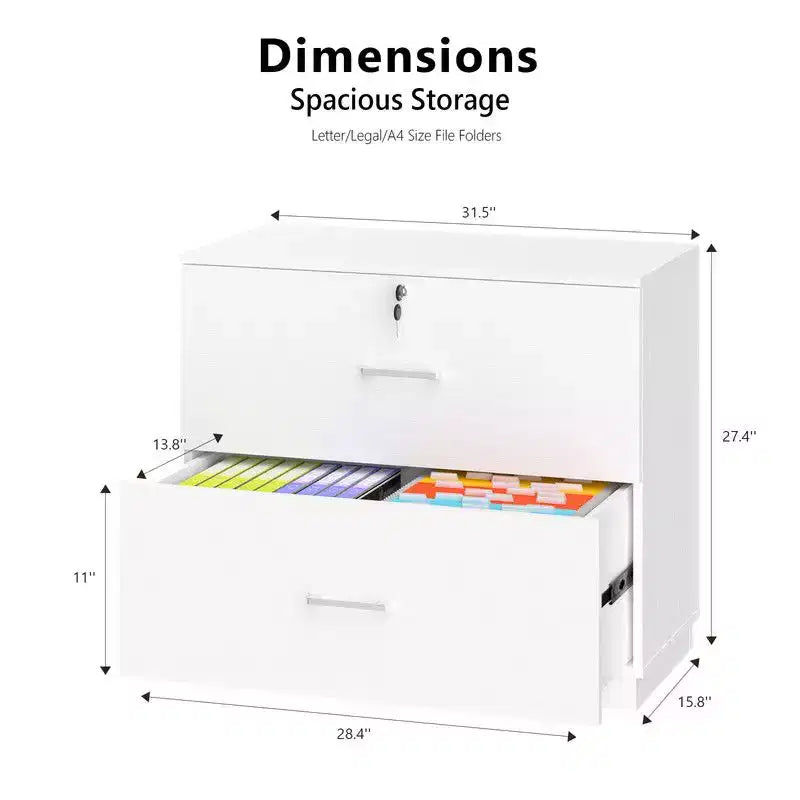 Karl Home2 Wide Drawer File Cabinet Flat Panel Design Single Lock