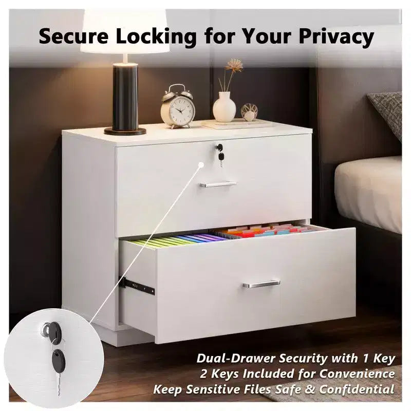 Karl Home2 Wide Drawer File Cabinet Flat Panel Design Single Lock