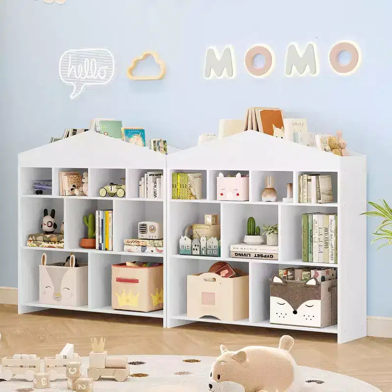 40.7 in Kids Bookshelf and Toy Storage, Toy Shelf Organizer with 9 Storage Cubbies for Playroom, Kindergartens, Classrooms