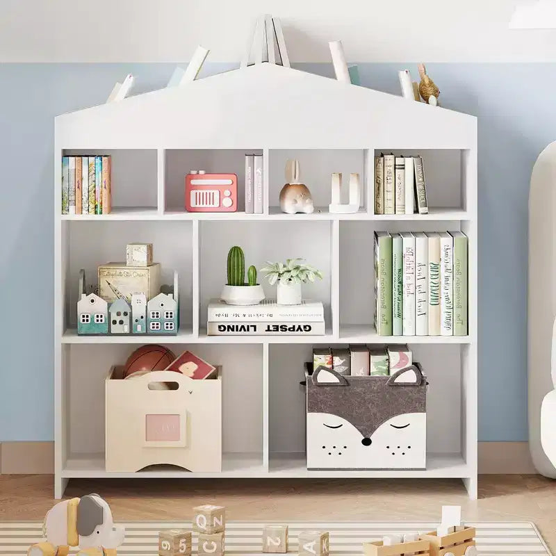 40.7 in Kids Bookshelf and Toy Storage, Toy Shelf Organizer with 9 Storage Cubbies for Playroom, Kindergartens, Classrooms