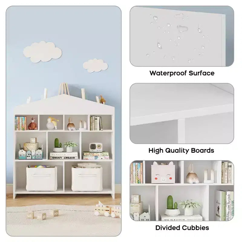 40.7 in Kids Bookshelf and Toy Storage, Toy Shelf Organizer with 9 Storage Cubbies for Playroom, Kindergartens, Classrooms
