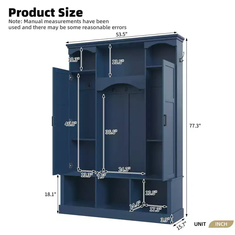 GDFStudio Hansen Modern Hall Tree with Storage Bench and Adjustable Shelves