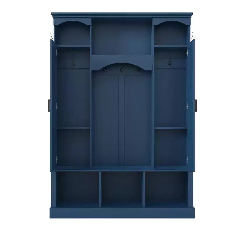 GDFStudio Hansen Modern Hall Tree with Storage Bench and Adjustable Shelves