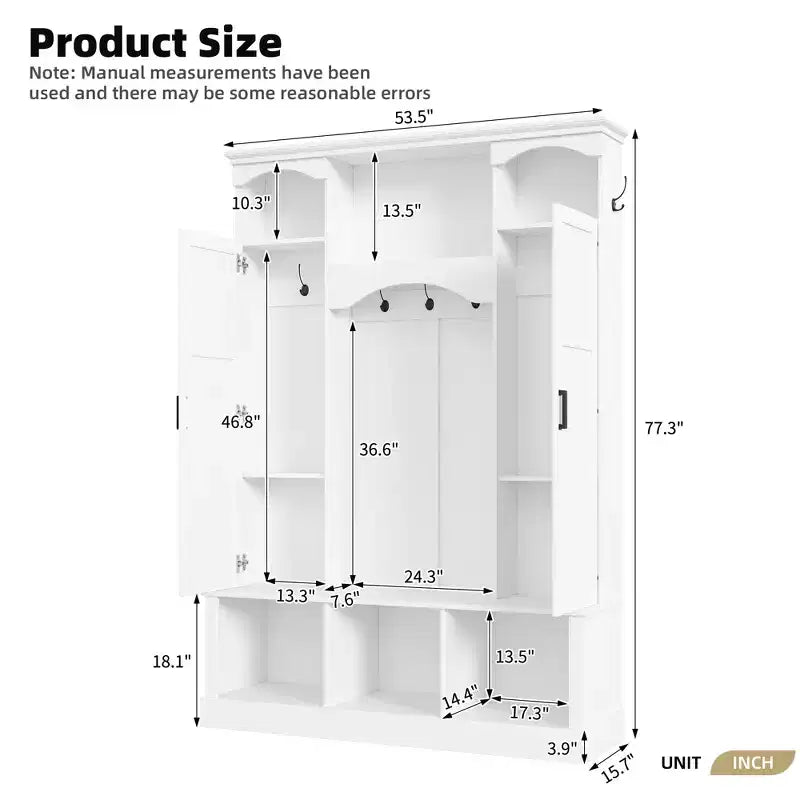 GDFStudio Hansen Modern Hall Tree with Storage Bench and Adjustable Shelves