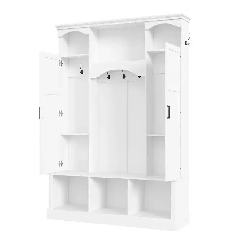 GDFStudio Hansen Modern Hall Tree with Storage Bench and Adjustable Shelves