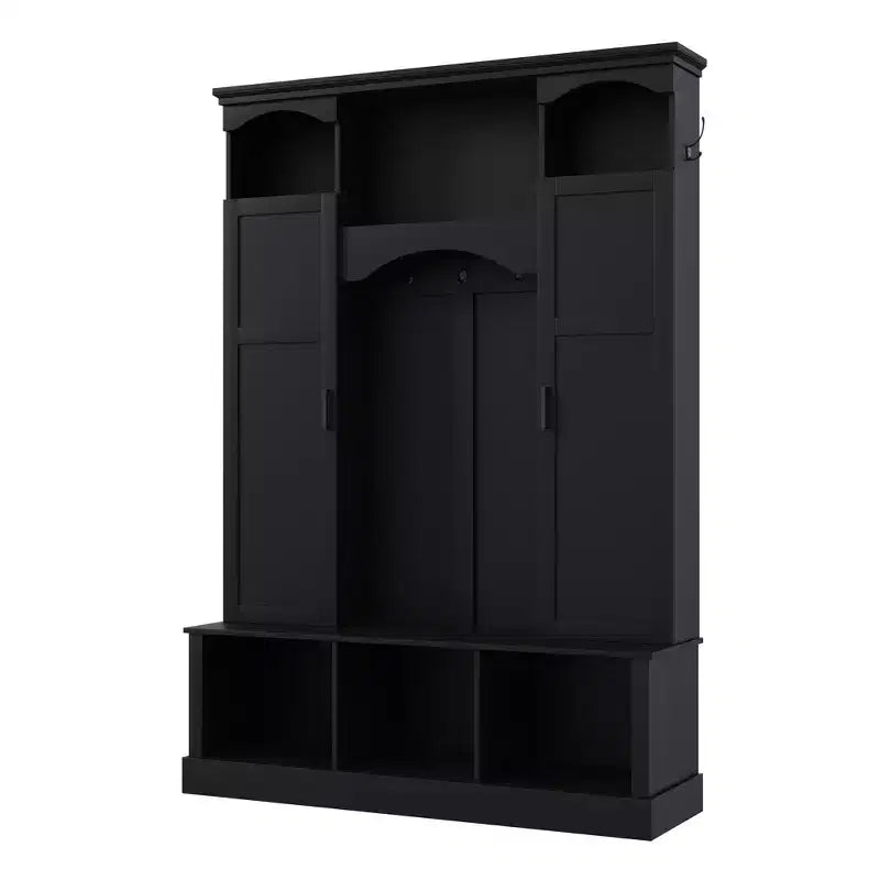 GDFStudio Hansen Modern Hall Tree with Storage Bench and Adjustable Shelves