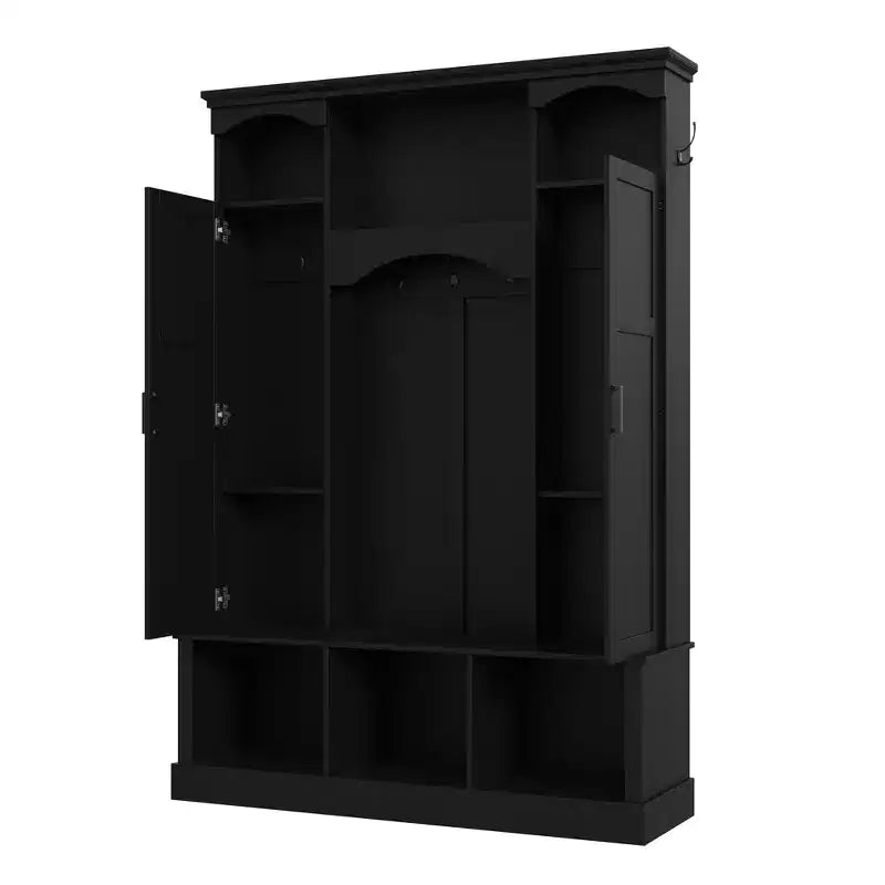 GDFStudio Hansen Modern Hall Tree with Storage Bench and Adjustable Shelves