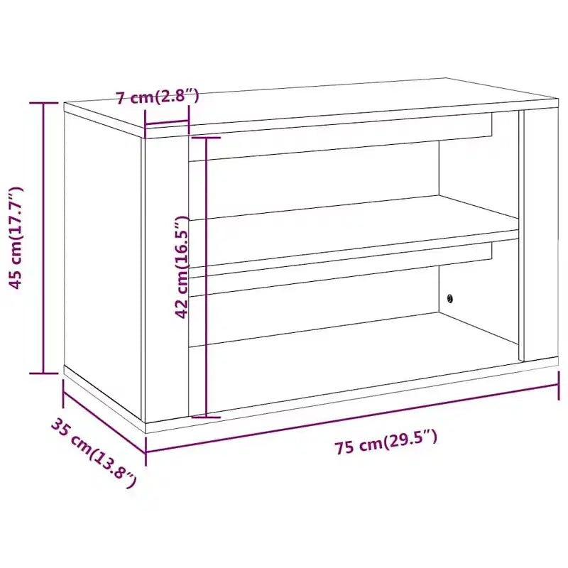 Shoe Rack, Black Engineered Wood, 29.5 x 13.8 x 17.7 in