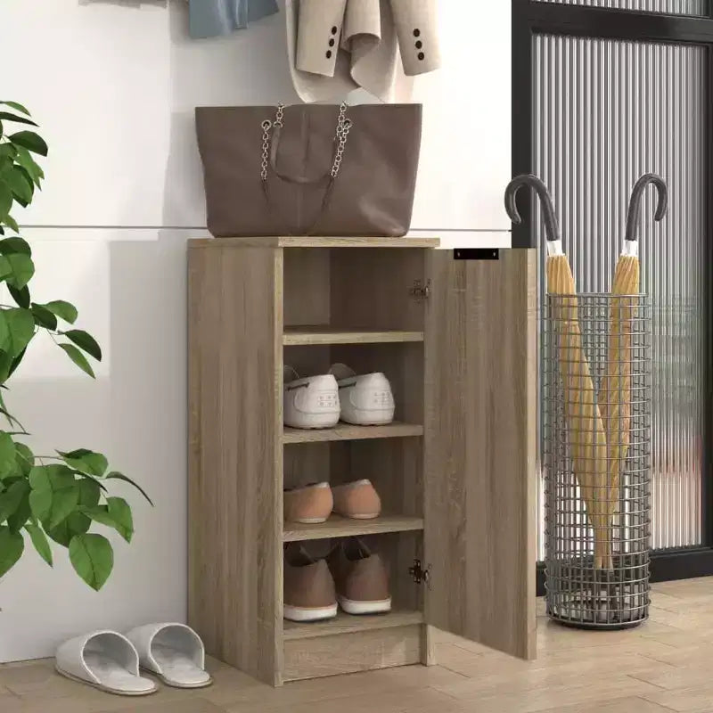 Shoe Cabinet, Sonoma Oak Engineered Wood, 11.8 x 13.8 x 27.6 in