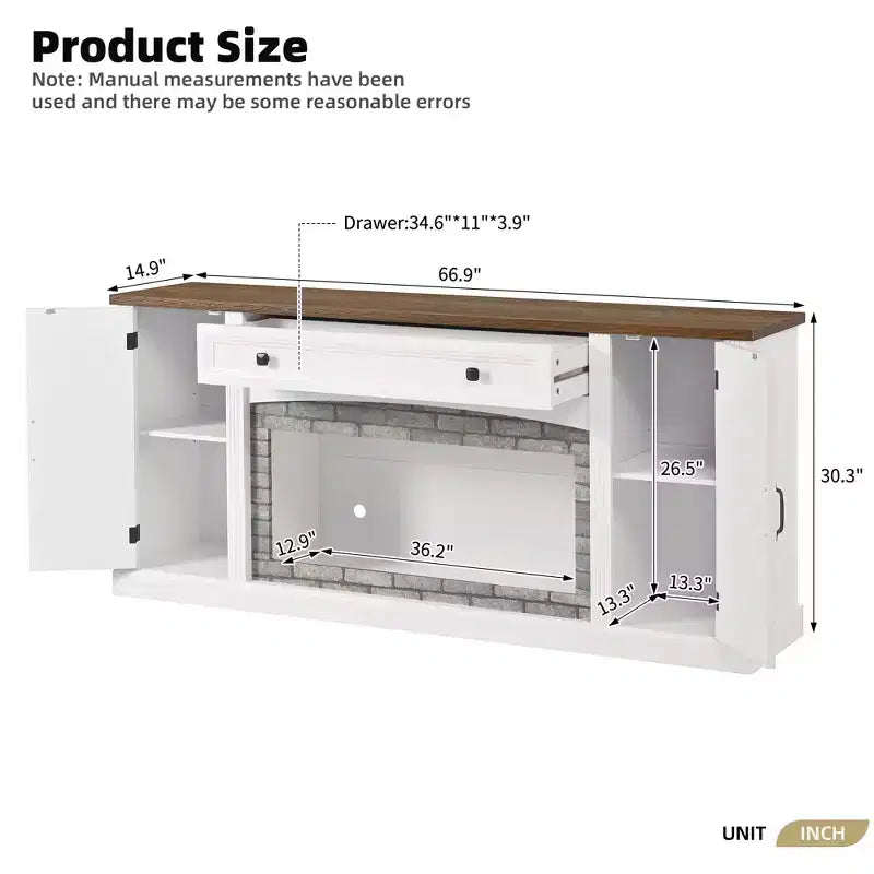 Modern TV Stand for TVs up to 70" with Drawer and Cabinets