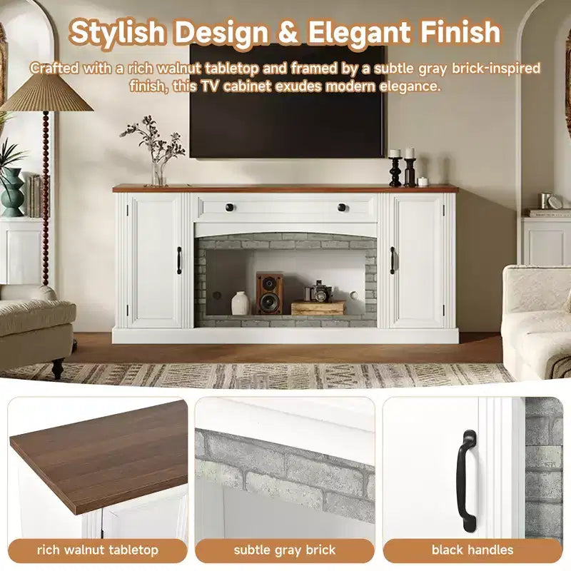 Modern TV Stand for TVs up to 70" with Drawer and Cabinets